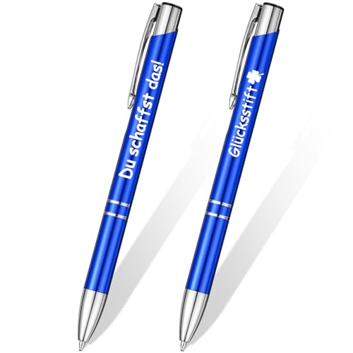 Tenare 2 Stück Inspirierende Einziehbare Kugelschreiber Metall Inspirierende Druckkugelschreiber mit Gravur Motivierende Kugelschreiber mit Spruch für Männer Frauen Schreibtischzubehör Geschenk (Blau) von Tenare