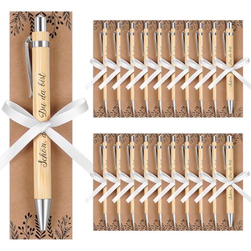 Tenare 20 Set Schön Das du da Bist Gastgeschenk Holz Kugelschreiber Druckkugelschreiber mit Spruch Kraftpapierkarte Weiß Band Dankeschön Gastgeschenke für Hochzeit Kommunion Taufe Geburtstag (Elegant) Tenare 20 Set Schön Das du da Bist Gastgeschenk Holz Kugelschreiber Druckkugelschreiber mit Spruch Kraftpapierkarte Weiß Band Dankeschön Gastgeschenke für Hochzeit Kommunion Taufe Geburtstag (Elegant) von Tenare