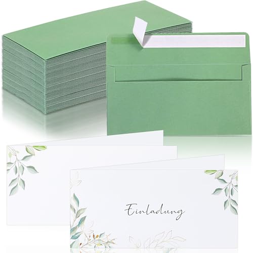 Tenare 30 Einladungskarten für Hochzeit und 30 Umschläge 10,5 x 21 cm für Einladung Konfirmation Umschläge mit Fenster Selbstklebend für Einladung Taufe Standesamt Kommunion Jugendweihe(Salbeigrün) Tenare 30 Einladungskarten für Hochzeit und 30 Umschläge 10,5 x 21 cm für Einladung Konfirmation Umschläge mit Fenster Selbstklebend für Einladung Taufe Standesamt Kommunion Jugendweihe(Salbeigrün) von Tenare