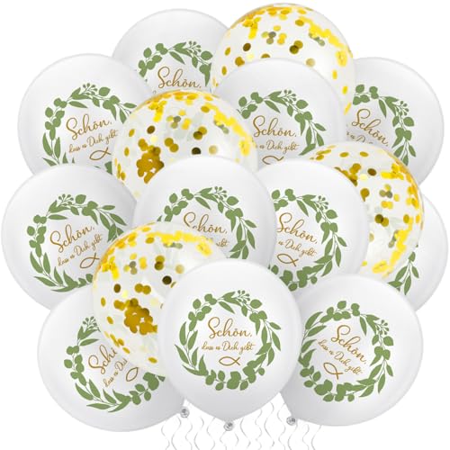 Tenare 30 Taufe Luftballons Grüne Taufe Kommunion Deko Latexballons mit Fisch Blätterkranz Motiv Goldene Pailletten Ballons Party Dekorationen für Taufe Kommunion Konfirmation von Tenare