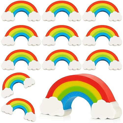 Tenare 36 Stück Regenbogen Radiergummis Bunte Radierer Kawaii Radiergummis für Kinder Kindergeburtstag Mitgebsel für Mädchen Jungen Schulanfang Geschenk für 1 Klasse Grundschule von Tenare