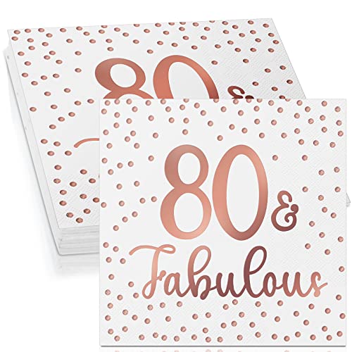 Tenare 40 Servietten zum 50. 60. 70. 80. 90. Geburtstag Glitzer Cocktailservietten Fabulous Papierservietten Einweg Party Servietten Set für Geburtstagsdeko Tischdeko, 3 Lagig (Weiß und Rosegold, 80) Tenare 40 Servietten zum 50. 60. 70. 80. 90. Geburtstag Glitzer Cocktailservietten Fabulous Papierservietten Einweg Party Servietten Set für Geburtstagsdeko Tischdeko, 3 Lagig (Weiß und Rosegold, 80) von Tenare