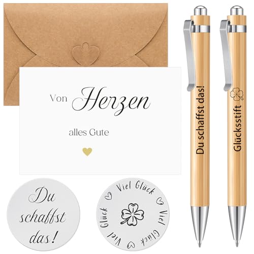 Tenare 5 Stück Viel Glück Mutmacher Geschenke Du Schaffst Das Glücksbringer Zweiseitig Glücksmünze und Inspirierende Holz Kugelschreiber Bambus Stifte für Prüfung Kollegen Schule Abschiedsgeschenk Tenare 5 Stück Viel Glück Mutmacher Geschenke Du Schaffst Das Glücksbringer Zweiseitig Glücksmünze und Inspirierende Holz Kugelschreiber Bambus Stifte für Prüfung Kollegen Schule Abschiedsgeschenk von Tenare