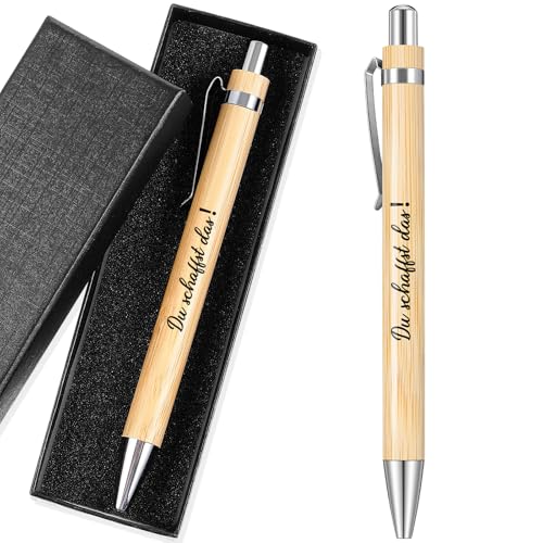 Tenare Dankeschön Geschenke Kugelschreiber Geschenke Holz Kugelschreiber mit Spruch Zitate Druckkugelschreiber mit Geschenkbox Glücksstift für Kollegen Lehrer Gäste(Du Schaffst Das) von Tenare