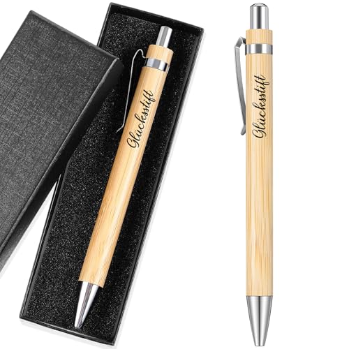 Tenare Dankeschön Geschenke Kugelschreiber Geschenke Holz Kugelschreiber mit Spruch Zitate Druckkugelschreiber mit Geschenkbox Glücksstift für Kollegen Lehrer Gäste(Glücksstift) von Tenare