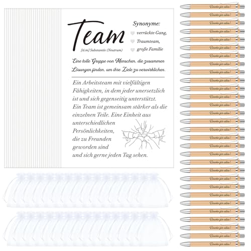 Tenare 30 Sets Geschenkset für Kollegen Team Karten Abschiedskarten Kugelschreiber mit Gravur Kugelschreiber Danke für Alles Organza Beutel Dankeschön Geschenke für Kollegin Büro Arbeit von Tenare