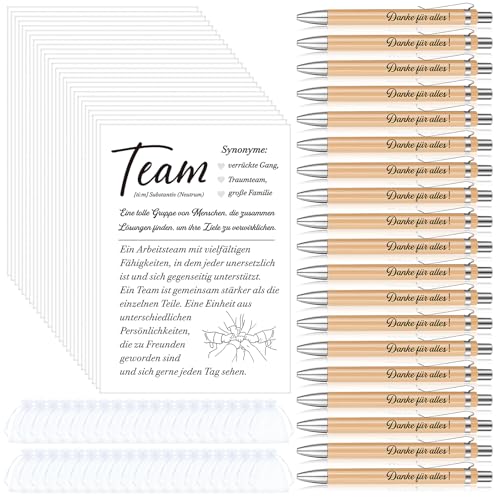 Tenare 40 Sets Geschenkset für Kollegen Team Karten Abschiedskarten Kugelschreiber mit Gravur Kugelschreiber Danke für Alles Organza Beutel Dankeschön Geschenke für Kollegin Büro Arbeit von Tenare