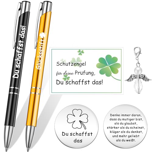 Tenare Mutmacher Geschenk Set Motivation Kugelschreiber Schutzengel Anhänger Kleeblatt Glücksbringer Du Schaffst Das Aufmunterung für Prüfung Freund Kollege Abschied (Schwarz und Gold, Glücksstift) Tenare Mutmacher Geschenk Set Motivation Kugelschreiber Schutzengel Anhänger Kleeblatt Glücksbringer Du Schaffst Das Aufmunterung für Prüfung Freund Kollege Abschied (Schwarz und Gold, Glücksstift) von Tenare