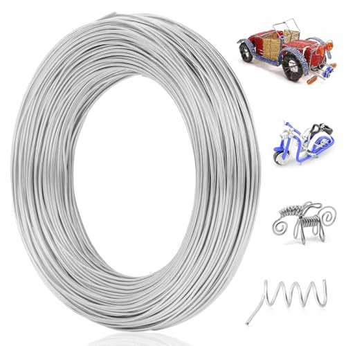Tenbrachian Basteldraht 1mm x 60m, Draht Zum Basteln, Aluminium Schmuckdraht, Aluminiumdraht Basteldraht Silberdraht zum Basteln, Weicher Bindedraht für DIY Skulpturen Schmuckherstellung(Silber) von Tenbrachian