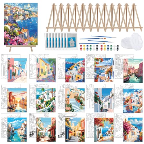 Tenceur 16 Sets vorgezeichnete Leinwand zum Bemalen für Trink- und Malpartys, 20,3 x 25,4 cm, vorgedruckte, gerahmte, vorskizzierte Malleinwand mit Staffeleien und Pinseln, für Erwachsene, Kinder Tenceur 16 Sets vorgezeichnete Leinwand zum Bemalen für Trink- und Malpartys, 20,3 x 25,4 cm, vorgedruckte, gerahmte, vorskizzierte Malleinwand mit Staffeleien und Pinseln, für Erwachsene, Kinder von Tenceur