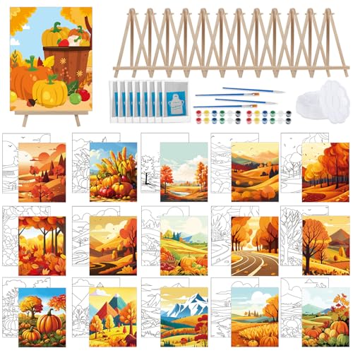 Tenceur 16 Sets vorgezeichnete Leinwand zum Bemalen für Trink- und Malpartys, 20,3 x 25,4 cm, vorgedruckte, gerahmte, vorskizzierte Malleinwand mit Staffeleien und Pinseln, für Erwachsene und Kinder Tenceur 16 Sets vorgezeichnete Leinwand zum Bemalen für Trink- und Malpartys, 20,3 x 25,4 cm, vorgedruckte, gerahmte, vorskizzierte Malleinwand mit Staffeleien und Pinseln, für Erwachsene und Kinder von Tenceur