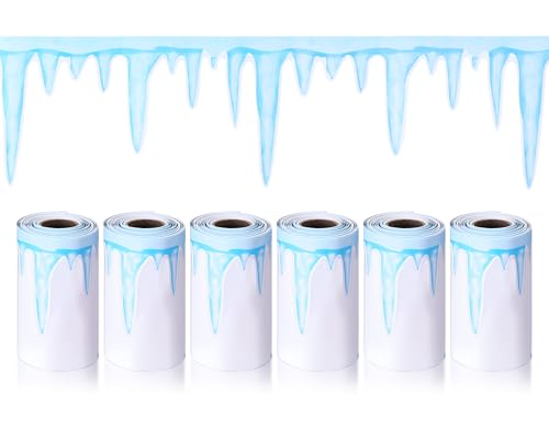 Tenceur 6 Rollen Eiszapfen Pinnwand Bordüren 29,9 m Simulation Eis Pinnwand Trim Breite 10 cm Klassenzimmer Bordüren Dekorationen für Weihnachten Winter Klassenzimmer Kreidetafel Fenster von Tenceur