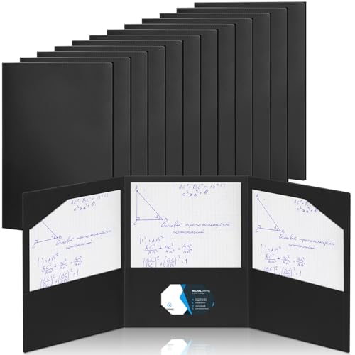 Tenceur Dreifach gefaltete Ordner aus Kunststoff mit Taschen für Arbeit, Klasse, Büro, Schulbedarf, Schwarz, 24 Stück von Tenceur