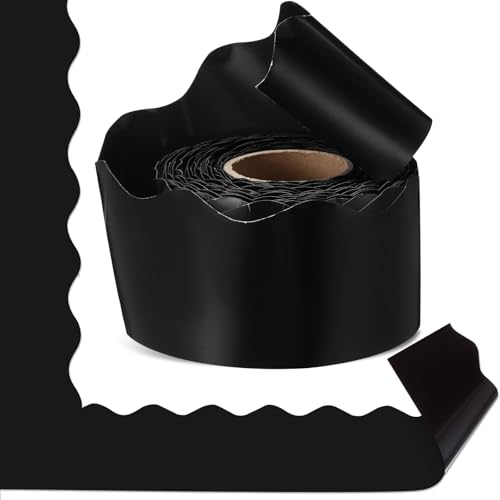 Tenceur Große magnetische Pinnwand-Bordüre für Klassenzimmer, Whiteboard-Dekorationen, gewellter Rand für Büro, Kreidetafel, Heimdekoration, 12 m x 7 cm (schwarz) von Tenceur