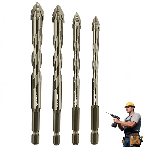 Four Blade Serrated Eccentric Drill Bits, Concrete Drill Bit Multi-Functional Super-Hard Bevel Head Eccentric Drill Bits for Stone Glass Concrete (6/8/10/12) von Tencipeda
