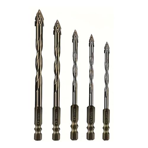 Four Blade Serrated Eccentric Drill Bits, Versatile Concrete Drill Bit Set for Glass Cast Iron Tile and Wood (4/5/6/8) von Tencipeda