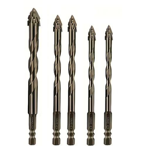 Four Blade Serrated Eccentric Masonry Drill Bit Set, Premium Carbide Cement Drill Bits for Concrete, Brick, Tile, Fast Penetration, Accurate, Durable (6/6/8/8/10 mm) von Tencipeda