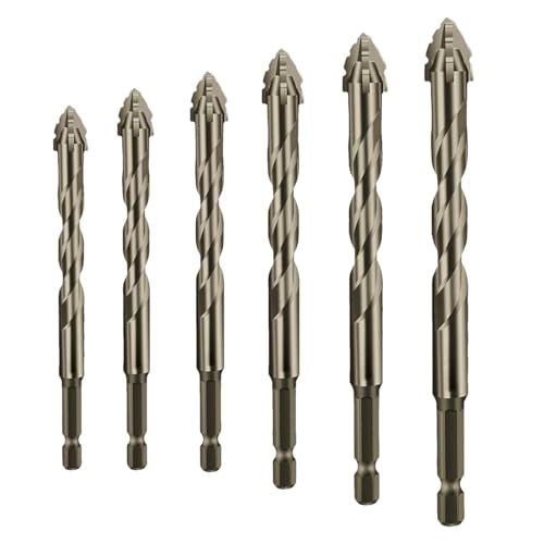 Iiteraryi New Four-Flute Sawtooth Eccentric Drill Bit Set, Multi-Purpose Alloy Drill Bits for Wood, Metal, Concrete, Glass, Tile and Brick, Durable Serrated Design (4 * 5 * 6 * 8 * 10 * 12mm) von Tencipeda