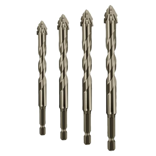 Iiteraryi New Four-Flute Sawtooth Eccentric Drill Bit Set, Multi-Purpose Alloy Drill Bits for Wood, Metal, Concrete, Glass, Tile and Brick, Durable Serrated Design (6 * 8 * 10 * 12mm) von Tencipeda
