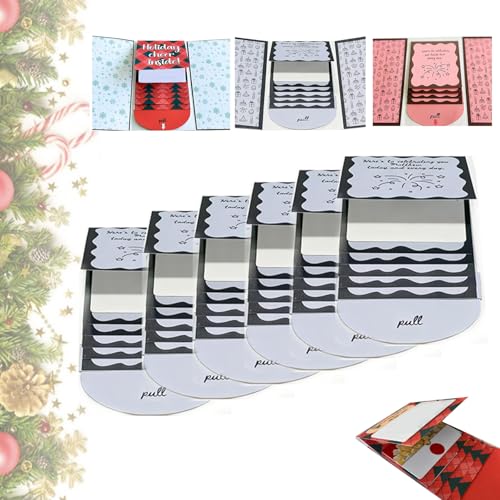Tencipeda Christmas Handmade Cards Booklet, Handmade Waterfall Christmas Cards Booklet, DIY Personalized Wow Card Holder, For Family Friends (Blue,6pcs) von Tencipeda