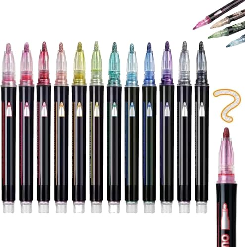 Tencipeda Marker Pen for Highlight, Magische Stifte Double Line Markers Pens Double Line Super Squiggles Metallic Glitter Pens for Drawing and Scribbling von Tencipeda
