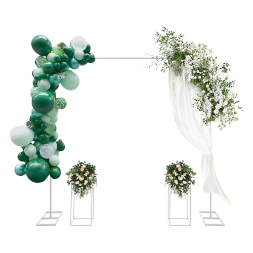 Metall Hochzeitsbogen Hintergrund Ständer, 2*2m Ballon Bogen Gestell und 2 Stück Rechteckige Hochzeitsvase Säule Blumenständer Hochzeit Rahmen Set für Geburtstagsparty Verlobung Deko (Weiß, 24*24*60) Metall Hochzeitsbogen Hintergrund Ständer, 2*2m Ballon Bogen Gestell und 2 Stück Rechteckige Hochzeitsvase Säule Blumenständer Hochzeit Rahmen Set für Geburtstagsparty Verlobung Deko (Weiß, 24*24*60) von Tenddya