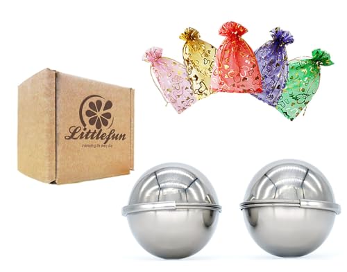 Littlefun Badebombenform aus 304 Edelstahl, 2 Sets mit Verschlussclips, zum Selberbasteln, Mischen Sie Ihre eigenen Rezepte, Geschenktüten (6,5 cm Durchmesser/4 Hälften) von TengRui