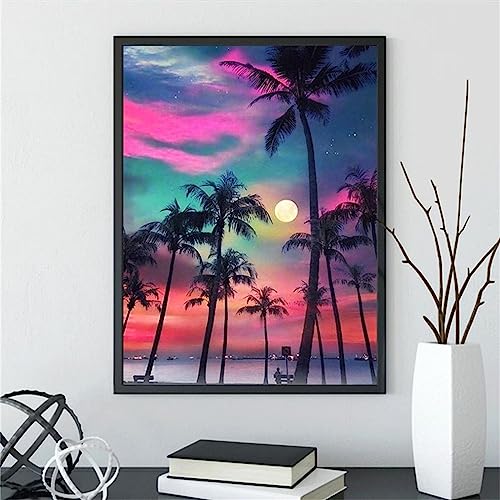 5D DIY Diamond Painting Bilder Full Drill,Mond Palmen Diamant Malen nach Zahlen Set für Erwachsene Kinder Strasssteine Kristallartiges Kreuzstichset Full für Home Wall Décor Square Drill,50x70cm 5D DIY Diamond Painting Bilder Full Drill,Mond Palmen Diamant Malen nach Zahlen Set für Erwachsene Kinder Strasssteine Kristallartiges Kreuzstichset Full für Home Wall Décor Square Drill,50x70cm von TengYuer