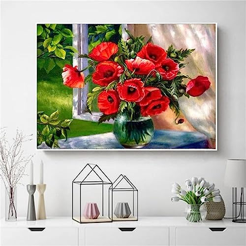 Mohnblumen Vase DIY Diamond Painting, 5D Diamant Paint Kits Kristallartiges Kreuzstichset Full Diamant Malen nach Zahlen für Erwachsene Kinder für Schlafzimmer Büro Wand Dekoration Round Drill,30x40cm Mohnblumen Vase DIY Diamond Painting, 5D Diamant Paint Kits Kristallartiges Kreuzstichset Full Diamant Malen nach Zahlen für Erwachsene Kinder für Schlafzimmer Büro Wand Dekoration Round Drill,30x40cm von TengYuer