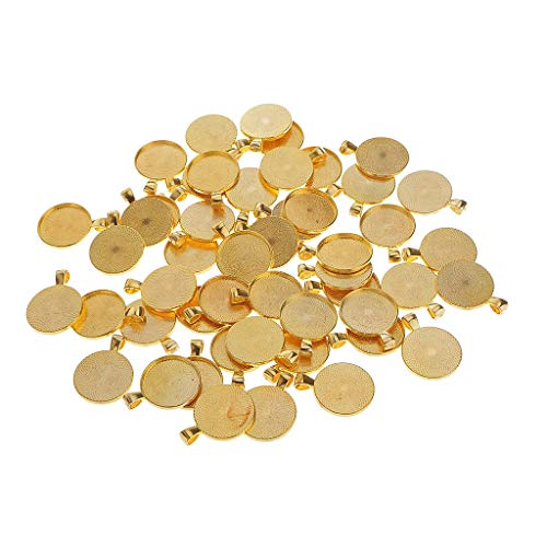 Tenlacum 50 runde Lünette Anhänger Tabletts Cabochon Fassungen Anhänger Rohlinge 25 mm (Gold) von Tenlacum