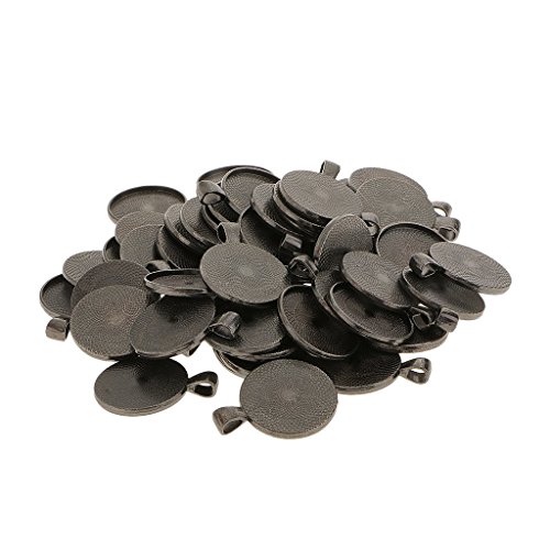 Tenlacum 50pcs Runde Lünette Anhänger Tabletts Cabochon Fassung Anhänger Rohlinge 25 mm Schwarz von Tenlacum