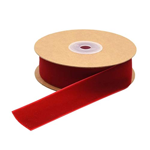 Tenlacum Samtband, 2,5 cm breit, einseitig, weich, für handgemachte Hochzeiten, Partys, Weihnachtsdekorationen, Mode-Accessoires, Schmuckherstellung (rot) von Tenlacum