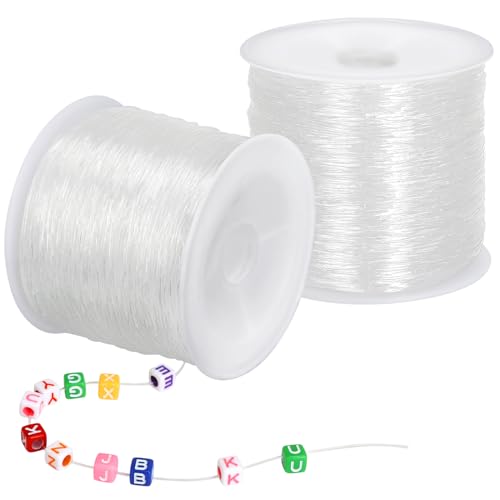 0,8 mm Elastisches Faden, 100m Elastische Schnur Gummiband für Armbänder, Halsketten, Schmuckherstellung, Perlen, Knoten, Binden, Verpacken und Bastelnb (Weiß, Weiß) von Tenn Well