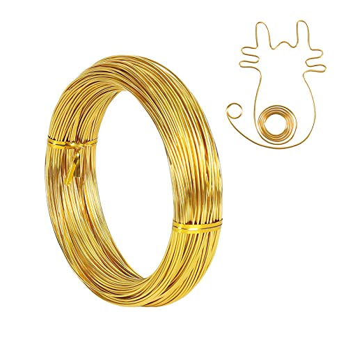18 Gauge 1 mm Aluminium-Basteldraht, 4,5 m biegbarer Metalldraht für Modellierung, Fahrradmodellierung, Skelett, Basteln, Blumenherstellung, Schmuckherstellung, Drahtweben und Verpacken (Gold) von Tenn Well