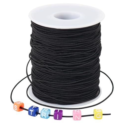 1 mm Elastisches Faden, 100m Elastische Schnur Gummiband für Armbänder, Halsketten, Schmuckherstellung, Perlen, Knoten, Binden, Verpacken und Basteln (Schwarz) von Tenn Well