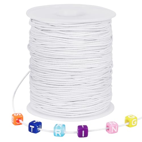 1 mm Elastisches Faden, 100m Elastische Schnur Gummiband für Armbänder, Halsketten, Schmuckherstellung, Perlen, Knoten, Binden, Verpacken und Basteln (Weiß) von Tenn Well