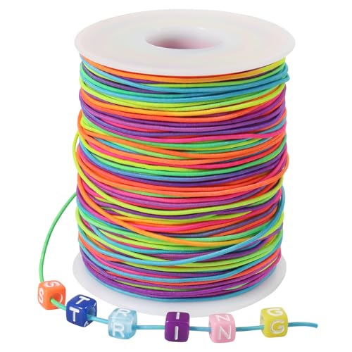 1 mm Elastisches Faden, 100m Elastische Schnur Gummiband für Armbänder, Halsketten, Schmuckherstellung, Perlen, Knoten, Binden, Verpacken und Bastelnb (Bunt) von Tenn Well
