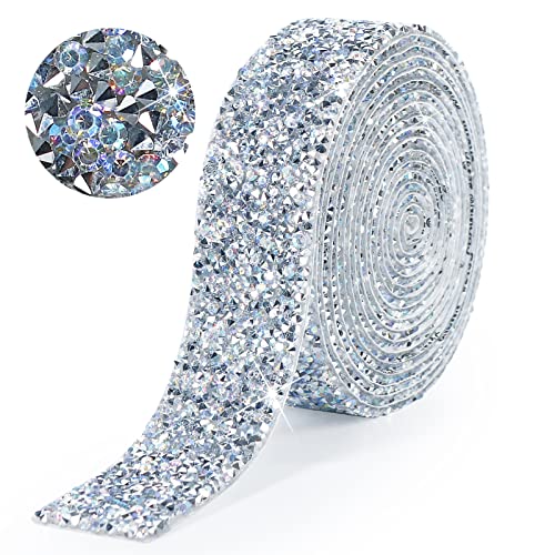 3 Yards Selbstklebendes Kristall-Strassband, 30 mm breit, selbstklebendes Band, Glitzer-Harz-Diamantstreifen, Klebeband, Bling-Aufkleber für DIY, Handwerk, Spiegel, Küche, Heimdekoration (bunt) von Tenn Well