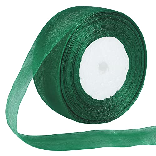 Grünes durchsichtiges Band, 40 mm x 50 m, doppelseitig, durchsichtiges Chiffonband für Geschenkverpackungen, Weihnachten, Hochzeit, Party, Zeremonie, Dekorationen und DIY Schleifen von Tenn Well