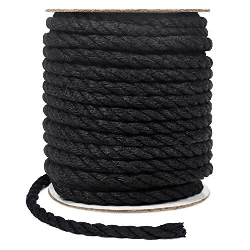 Tenn Well Makramee-Schnur, 6 mm, Baumwolle, dickes Makramee-Seil für Pflanzenaufhänger, Wandbehänge, DIY, Handwerk (schwarz) von Tenn Well