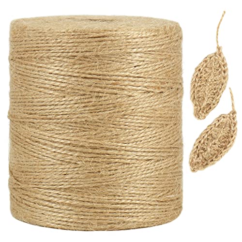 Tenn Well Natürliche Jute-Schnur, 1 mm, dünne braune Schnur zum Basteln, Häkeln, Geschenkverpackungen, Gartenarbeit und Weihnachtsdekorationen, 1500 m von Tenn Well