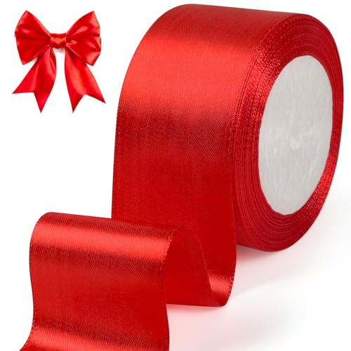 tenn well Geschenkband Rot 50mm, 22M Satinband Breit Geschenkband Schleifenband für Geschenkverpackung Brautstrauß Basteln Geburtstag Hochzeit Dekoration tenn well Geschenkband Rot 50mm, 22M Satinband Breit Geschenkband Schleifenband für Geschenkverpackung Brautstrauß Basteln Geburtstag Hochzeit Dekoration von Tenn Well