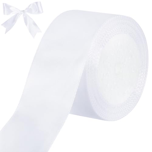 tenn well Geschenkband Weiß 50mm, 22M Satinband Breit Geschenkband Schleifenband für Geschenkverpackung Brautstrauß Basteln Geburtstag Hochzeit Dekoration tenn well Geschenkband Weiß 50mm, 22M Satinband Breit Geschenkband Schleifenband für Geschenkverpackung Brautstrauß Basteln Geburtstag Hochzeit Dekoration von Tenn Well
