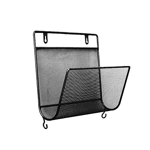 TentHome Zeitungshalter Wand Metall Zeitschriftenhalter Prospekthalter A4 Zeitschriftensammler Zeitschriften Wandhalter Magazinhalter Wandregal Briefablage Wandmontage mit 2 Haken (Schwarz) von TentHome