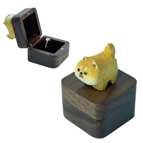Tentogala Handgeschnitzte Hunde-Ringbox aus Holz – Magnetverschluss, Hochzeits- und Verlobungsschmuck-Geschenkbox Tentogala Handgeschnitzte Hunde-Ringbox aus Holz – Magnetverschluss, Hochzeits- und Verlobungsschmuck-Geschenkbox von Tentogala