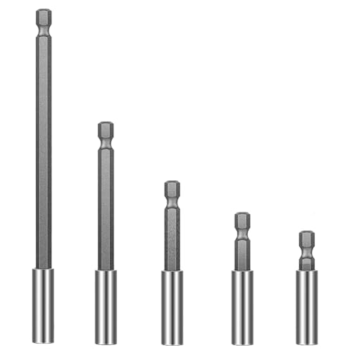Teocpai 5 Stück Magnetischer Bithalter Verlängerung 1/4" Sechskantschaft Verlängerung Schlagschrauber-Verlängerung 50/60/75/100/150mm von Teocpai