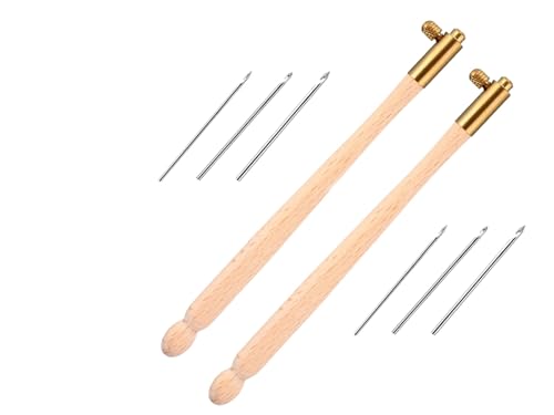 2Pcs Stickerei Häkelnadeln,Tambour Haken Holzgriff Crochet Tool mit 6 Nadeln 0,7, 0,9, 1,0 mm, zum Selbersticken 2Pcs Stickerei Häkelnadeln,Tambour Haken Holzgriff Crochet Tool mit 6 Nadeln 0,7, 0,9, 1,0 mm, zum Selbersticken von Teogneot