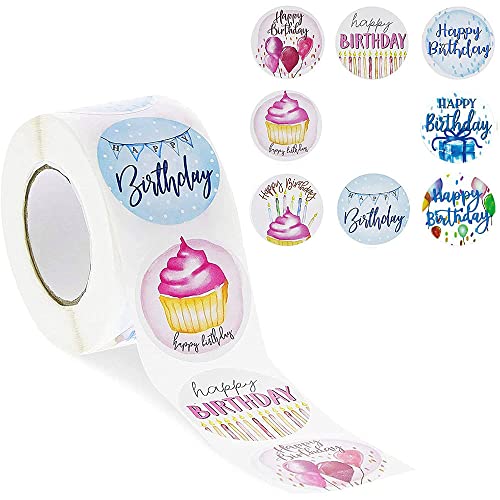 Aufkleber Happy Birthday Etiketten Alles Gute zum Geburtstag Aufkleber Sticker aus Papier in Rund von Teogneot