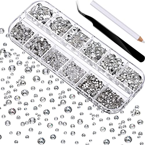 Nail Art Strasssteine Nagel Diamanten Runde Kristall-Edelsteine für DIY Handy Schmuck Halskette Armband Basteln Nagelkunst Kunsthandwerk von Teogneot