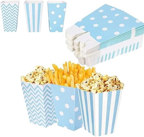 Teogneot Popcorn-Boxen Popcorn Tüte Pappe Candy Container für Geburtstage, Filmabend, Karneval, Kino, Party,blau von Teogneot